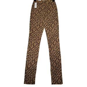 WeWoreWhat🌿Stiletto Slim Fit Jeans Leopard Cheetah Split Ankle SZ 25 NWT $168